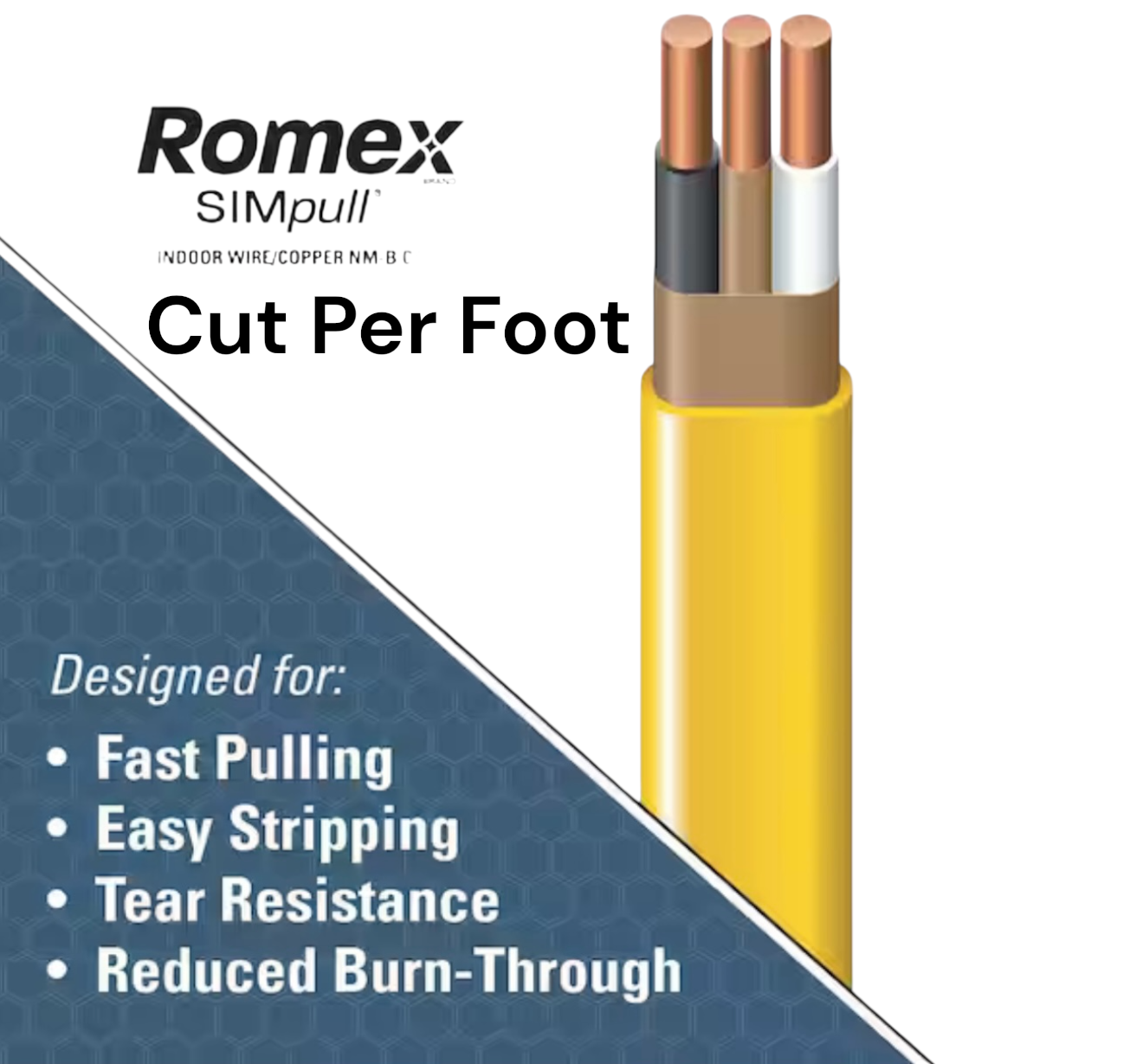 12/2 Solid Romex SIMpull CU NM-B W/G Wire | Cut to Length