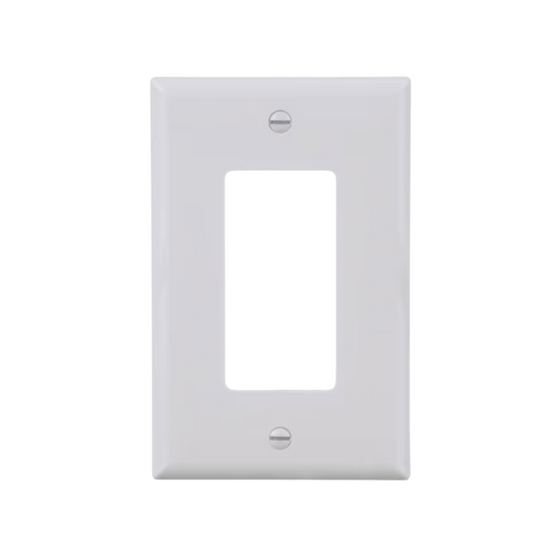 Eaton 1 -Gang Midsize Size White Polycarbonate Indoor Decorator Wall Plate