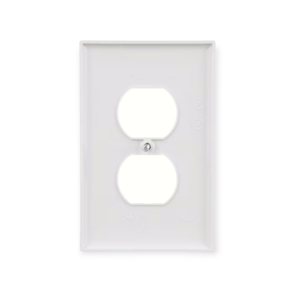 Eaton 1 -Gang Midsize Size White Polycarbonate Indoor Duplex Wall Plate